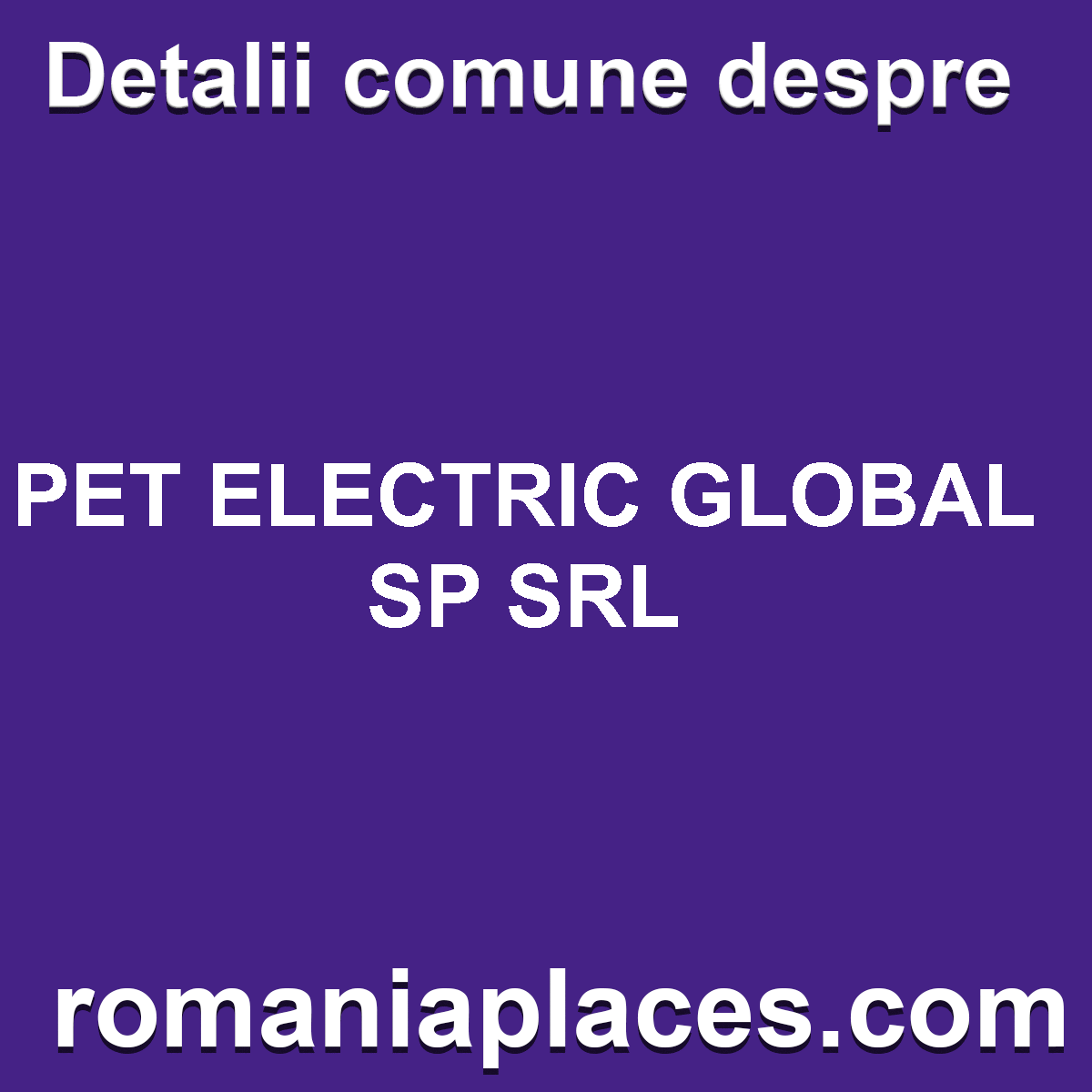 PET ELECTRIC GLOBAL SP SRL