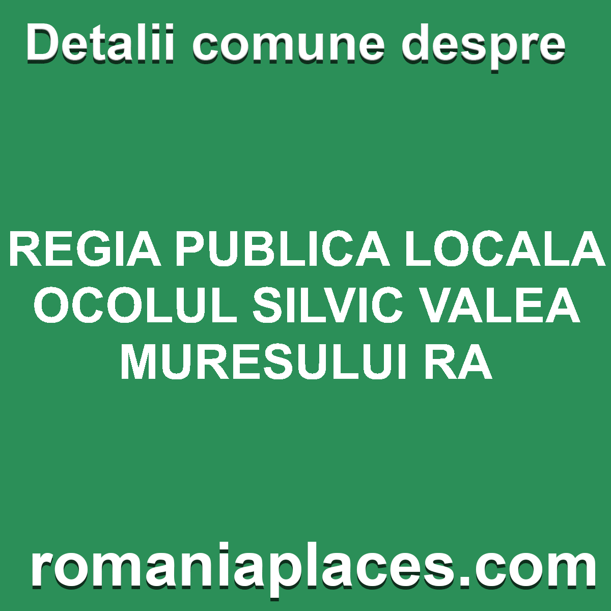 REGIA PUBLICA LOCALA OCOLUL SILVIC VALEA MURESULUI RA