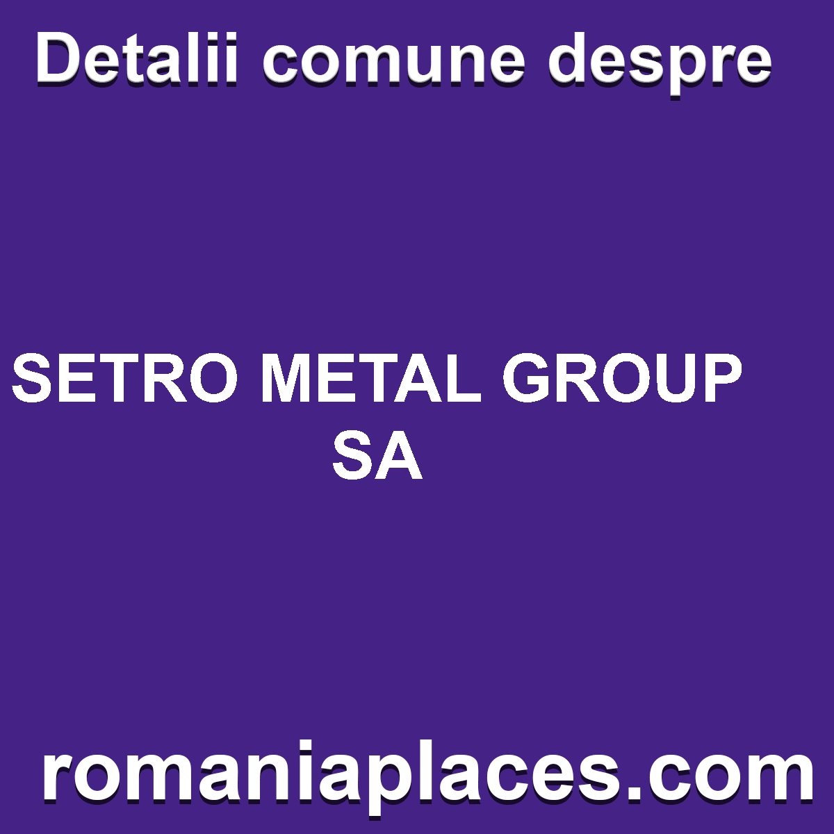 SETRO METAL GROUP SA