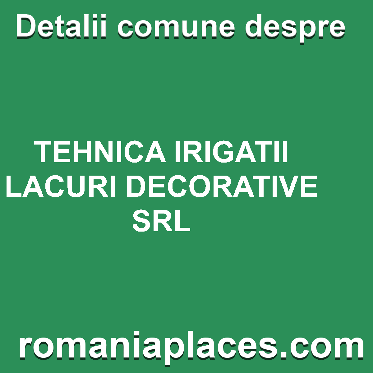 TEHNICA IRIGATII LACURI DECORATIVE SRL