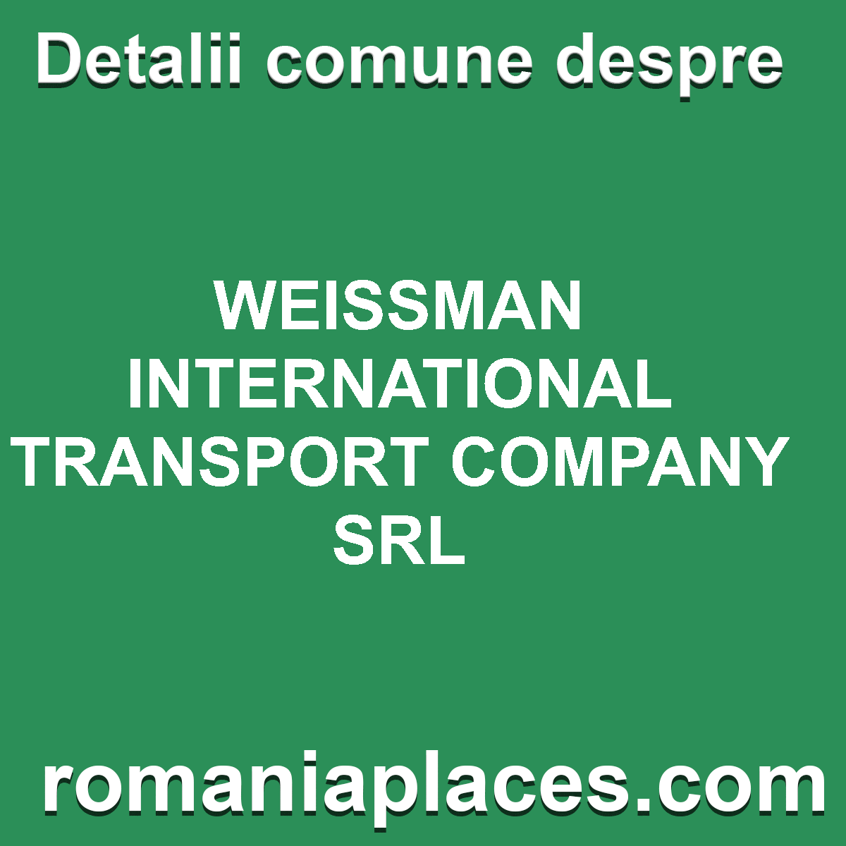 WEISSMAN INTERNATIONAL TRANSPORT COMPANY SRL
